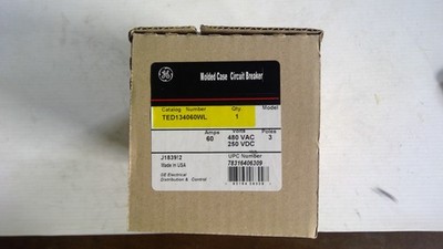 NEW - GE TED134060WL 60 Amp 480 VAC 3 Pole TED  Circuit Breaker