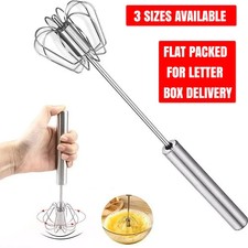Image of Semi-Auto Eggs Whisk, Stainless Steel Egg Beater Rotary Whisk Blender Hand Push