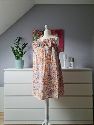 Geblümtes Kleid Hängerchen Babydoll Volants Luftig Leinen Linen Blend D 40 L