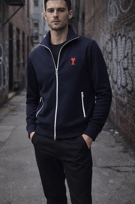AMI Alexandre Mattiussi * NEW* Navy Track Jacket LUX Full Zip XXL Paris Hype  