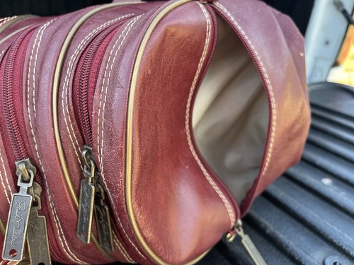 Jack Nicklaus Burgundy Leather 6 Way Mens Golf Bag Vintage + Club Cover - Picture 16 of 23