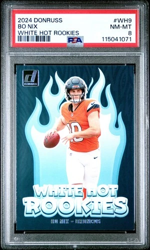2024 PANINI DONRUSS WHITE HOT ROOKIES #WH9 BO NIX ROOKIE RC PSA 8