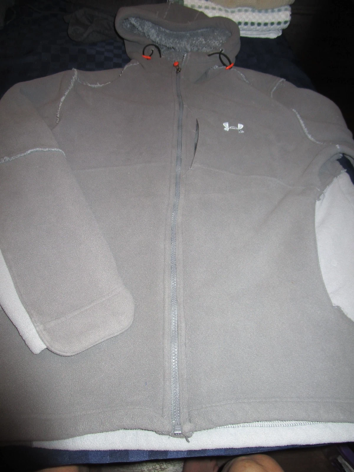 EUC! UNDER ARMOUR MENS LOOSE FIT ZIP FLEECE SHERPA LINED JACKET GRAY MEDIUM
