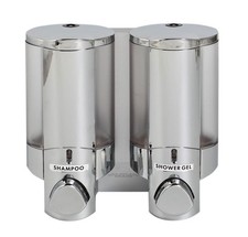 AVIVA SHOWER SOAP DISPENSER II WALL MOUNTED 2 CHAMBER PUMP 20 OZ. SILVER CHROME