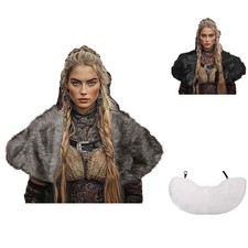 1Pcs Adults Medieval Cloak Viking Costume Faux Fur Shawl Halloween Performance