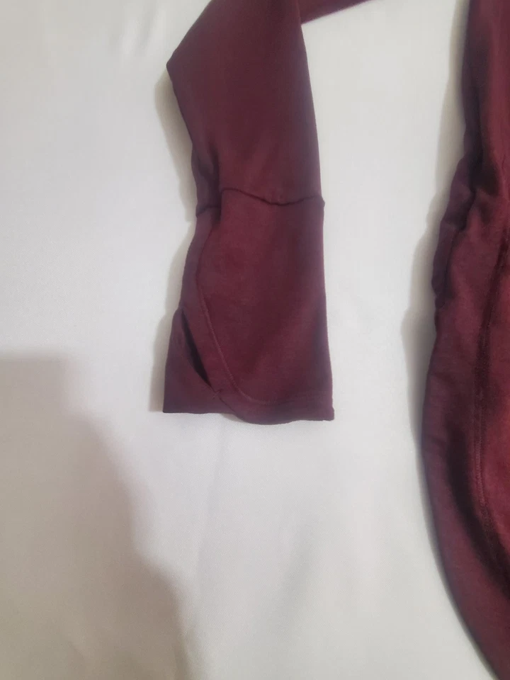 Camisa Athleta Para Mujer Talla Pequeña Alta Borgoña Manga Larga Ropa Activa Adulto Top Foto 3 de 4