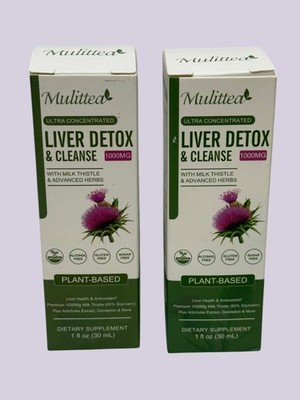 Lot (2) Mulittea Ultra Concentrated Liver Detox & Cleanse 1floz 30ml Brand New