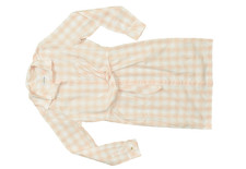 Calvin Klein Size 2 Pink Plaid Tie Waist Shirtdress Long Sleeve Button Front