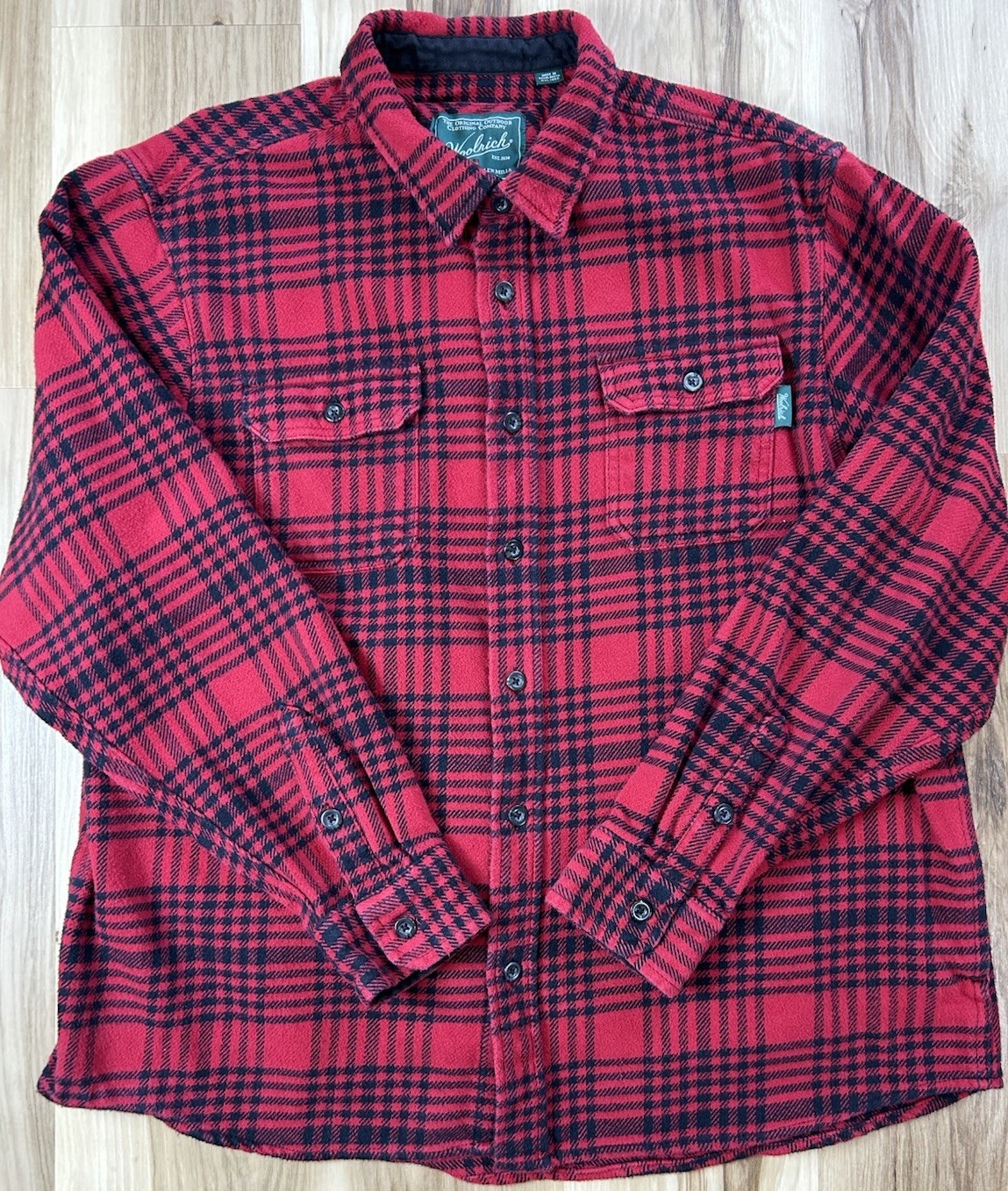 WOOLRICH Brawny Flannel Shirt Jacket Ruby Red Bla… - image 16
