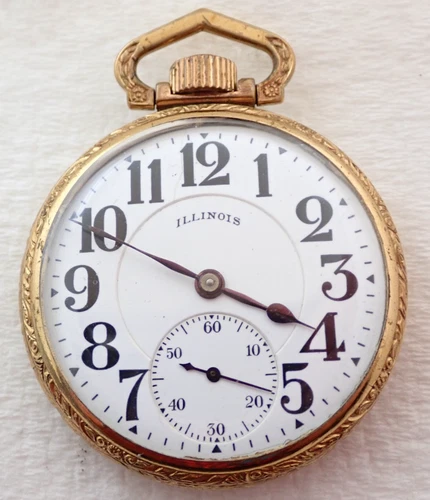 ANTIQUE 16s ILLINOIS BUNN SPECIAL 21 JEWEL RAILROAD ENGRAVED TRAIN POCKET WATCH
