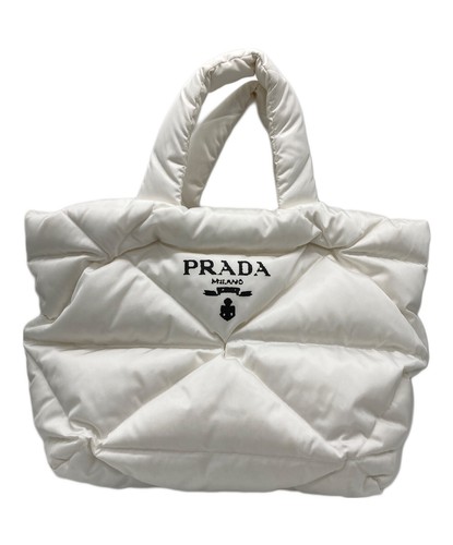 Authentic PRADA Padded Tote Bag 2VG082 Re-Nylon White SK1275
