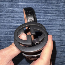 Gucci Black Logo Buckle Men's Dress Belt