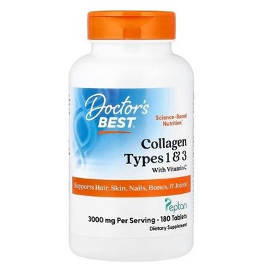 Doctor's Best, Collagen Types 1 & 3 with Vitamin C, 1000 mg per, 180 Tablets