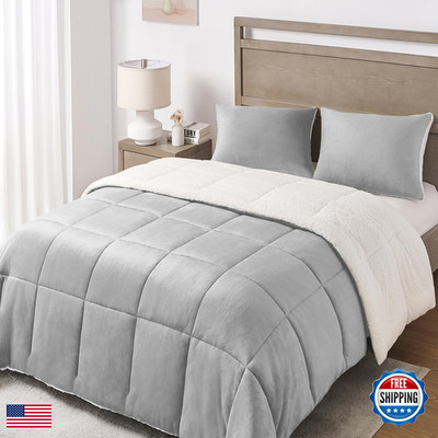 Basic Beyond Twin Comforter Set - Micromink Fleece Sherpa Comforter For Twin