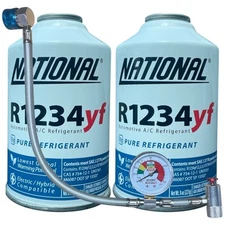 R1234yf Refrigerant 2 Cans 8oz with Hose Gauge Kit Vehicle AC Recharge DIY