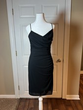 DAVID MEISTER  BLACK RUCHED FRONT LOVELY PARTY SHEATH DRESS SIZE 6 Cocktail