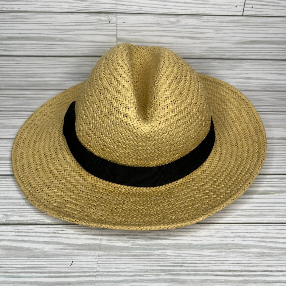 J. Sombrero de paja para mujer Crew de ala ancha empacable natural verano sol playa viaje Foto 4 de 4