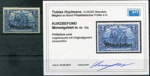 Memel 12c Black Blue MH BPP Befund (80578