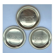 Vintage USI Metal Coasters Set of 3 Round Gold Barware Trey holder