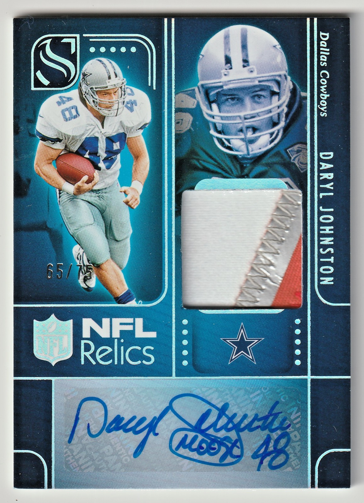 Daryl Johnston 2025 Silhouette Autograph GU #65/75 Dallas Cowboys Perfect Auto