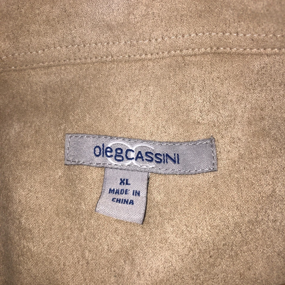 Camisa Oleg Cassini Para Hombre XL Gamuza Vaquero Occidental Manga Larga Camisa Abotonada Foto 4 de 4