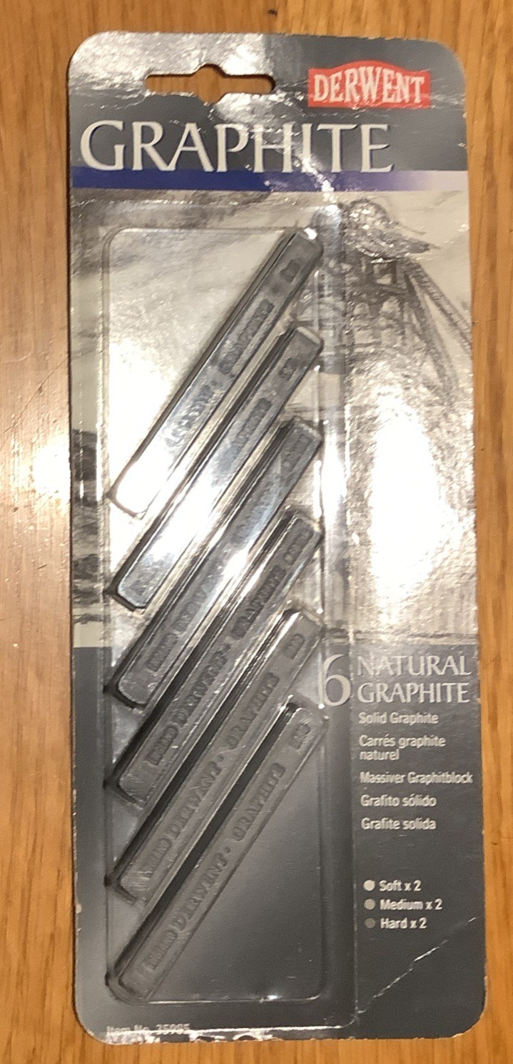 Derwent Artists Natural Graphite Block, Set of 6 2 x Soft, M