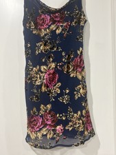 Princess Polly Dress Womens 8 Blue Pink Mini Midnight Flowers Formal Evening NEW