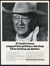 1971 John Wayne photo American Cancer Society vintage print ad