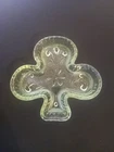 Indiana Glass Tiara Green  Trinket  Ring Nut Dish Clover Club Shaped