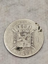 1866 RARE ERROR 1 Franc Belgium Error Coin