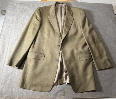 Hart Schaffner Marx Gold Trumpeter Blazer Tan Check Double-Vented Two-Button 