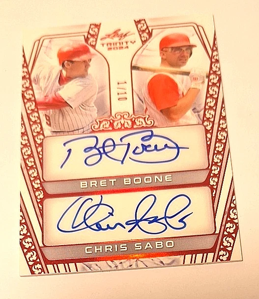2025 Leaf Trinity Dual Signatures Red #DA-6 Bret Boone & Chris Sabo Auto #1/10