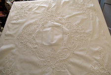 Lovely Embroidered Cut-Out Tablecloth Cotton Square 34 X 34