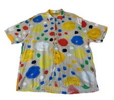 Vintage Jams World Shirt Medium Hawaiian Colorful Silk Button NWT