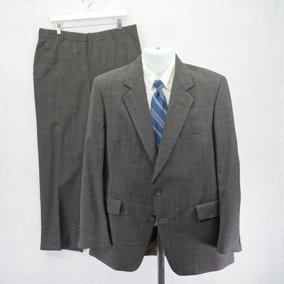 Hart Schaffner Marx Gold Trumpeter Wool 2 Piece Suit Brown Birdseye 40R 36 / 30