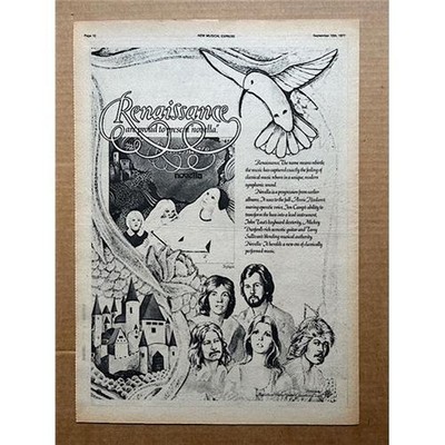 RENAISSANCE NOVELLA POSTER SIZED original music press advert from 1977  - printe