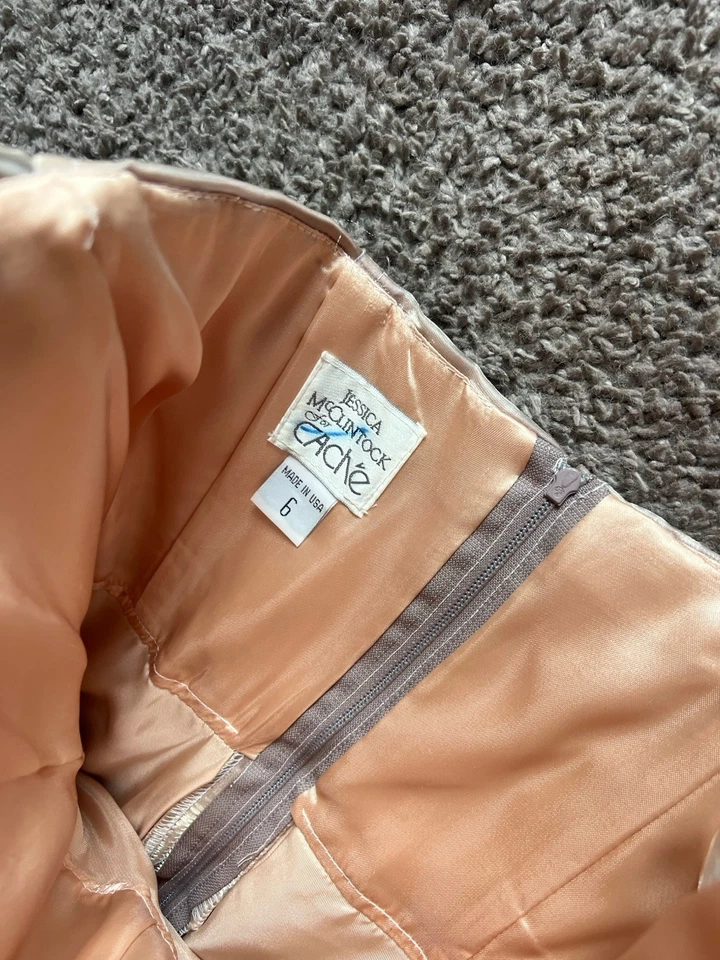 Vtg Jessica McClintock Cache Dress Sz 6 Iridescent Champagne Corset Ball Gown - Image 4 of 4