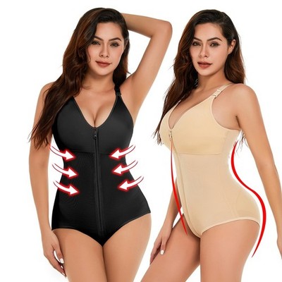 Women's Shapewear Bodysuit Tummy Control Snatched Waist Body Suit with Zipper