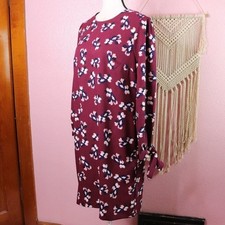 Banana Republic | Long Sleeve Shift Dress 8 Chiffon Floral Knee length Tie Bow