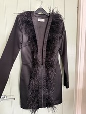 House Of CB Black Feather Detail Cocktail Party Dress Size M Stunning !