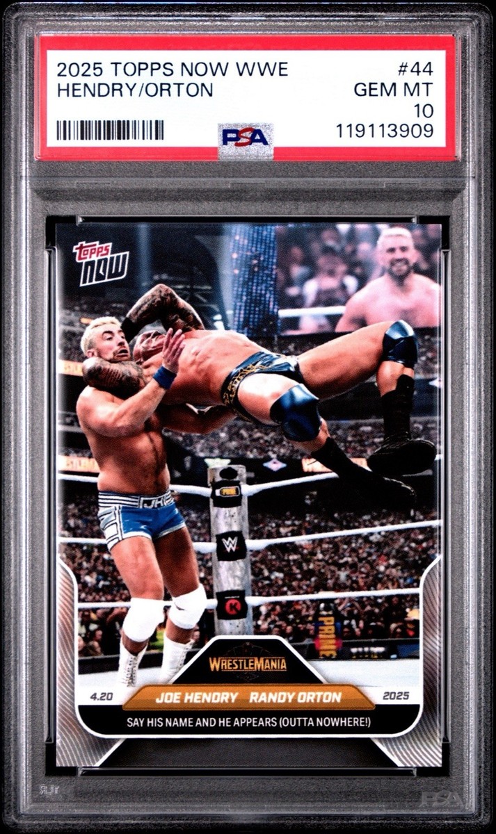 2025 Topps Now WWE Joe Hendry Randy Orton #44 FIRST TOPPS CARD PSA