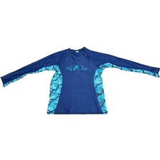 VTG "Ron Jon" Surf Shop Rash Guard Girls XL Navy Blue Mermaid Scale Long Sleeve