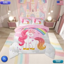 Erosebridal Unicorn Girls Bedding Set Twin Kids Rainbow Unicorn Comforter Set