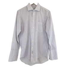 Christian Dior Fitted Men s Dress Shirt Blue White Stripe Sz 15.5 32 Button Down