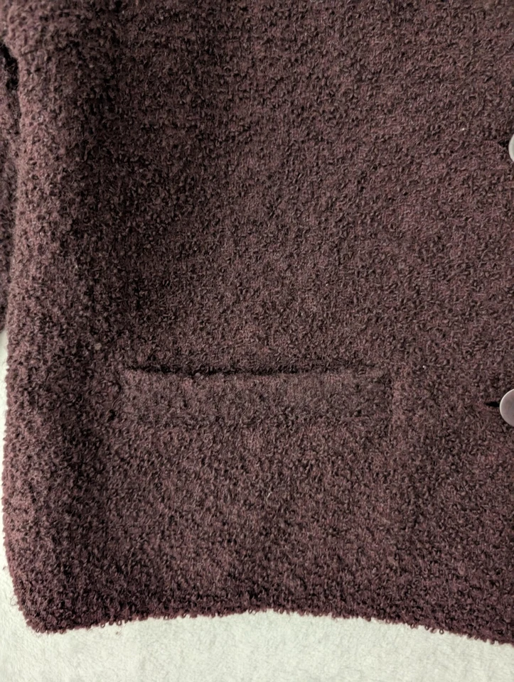 Vintage Eileen Fisher Wool Coat Womens Large Brown Boucle Made In USA - Image 3 of 4