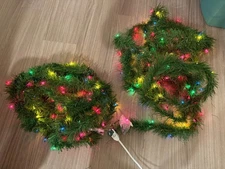 Vintage 80ft Pre-Lit Artificial Green Christmas Garland w/Color Lights (2 x 40')