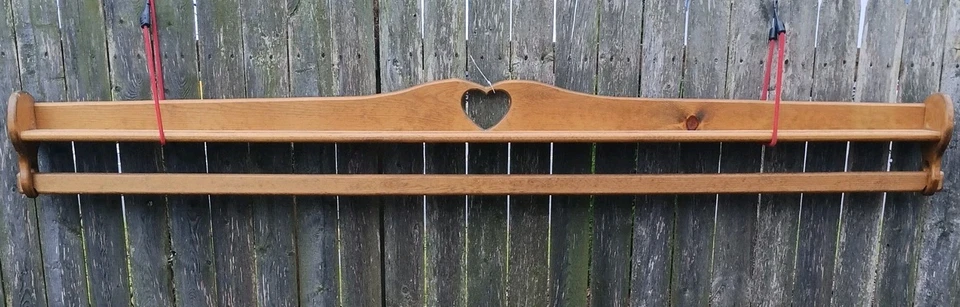 Prateleira de parede vintage 72" LARGURA placa de madeira de pinho maciça trilho recorte coração fazenda rústica - Imagem 3 de 4