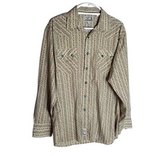 Panhandle Slim Retro Shirt Men's Large Western Turqoise Pearl Snap Button Floral