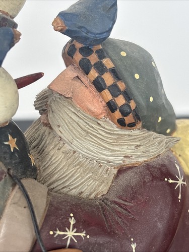 2000 Willyraye Studio Weihnachtsmann & Schneemann auf Kuh Vögel Katze WW2368 Vintage - Bild 8 von 10