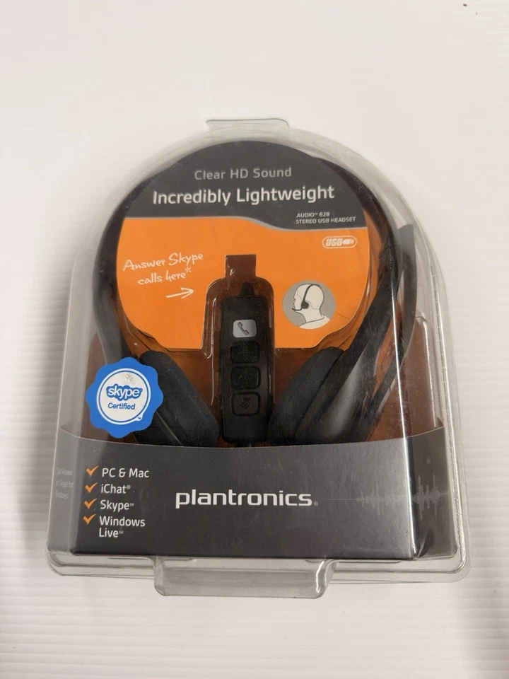 NEW Plantronics Audio 628 Stereo USB Headset Lightweight Headband Voice/Gaming - Image 2 of 3